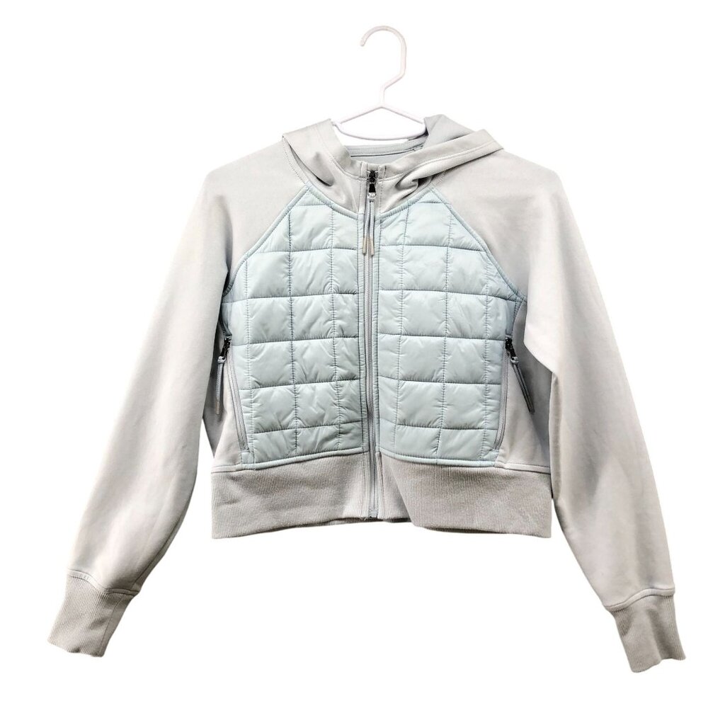Old Navy Dynamic Fleece Jacket Girls Size L 10-12 Blue Hoodie Zip Quilted Active